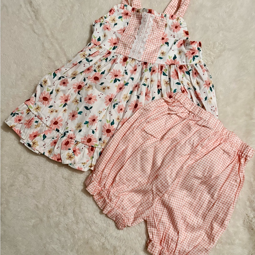 Floral and Gingham Dress Set